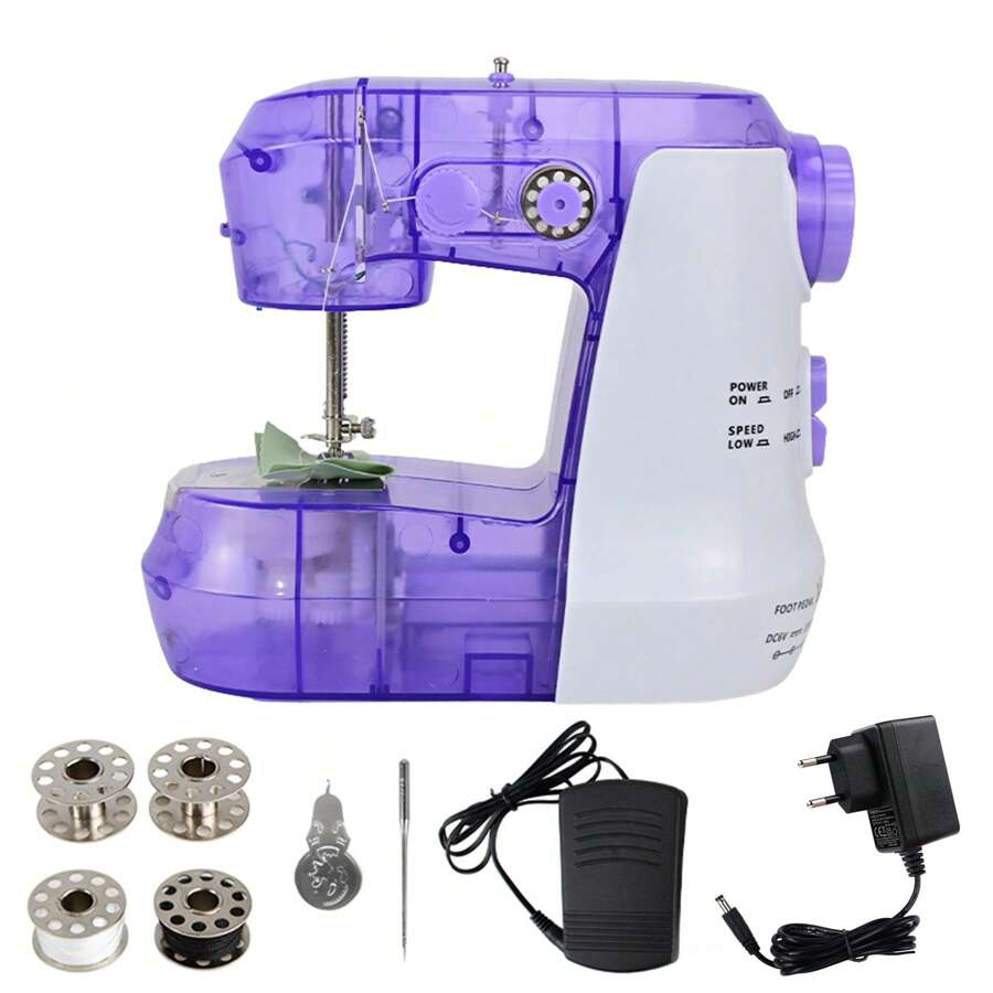 Mini 717 Sewing Machine - Compact Household Sewing Machine With Foot Pedal, Electric Sewing Machine For Beginners - EU E Type Plug(220-240V) - View 1