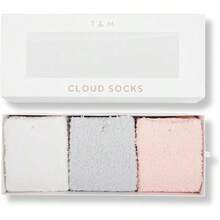 Calcetines de Nube Ultra-Luxe Cálidos y Acogedores para Mujeres y Hombres - Calcetines de Dormir de Tela Súper Suave y Lujosa - Gris paloma/blanco crema/rosa rubor - Ver 13