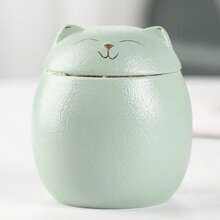 1 pieza Urna de Mascota de Cerámica, Contenedor de Cenizas de Gato, Contenedor de Vida, Urna Conmemorativa de Gato de Cerámica, Lugar de Descanso Gentil para Felinos, Frasco de Cenizas Hecho a Mano