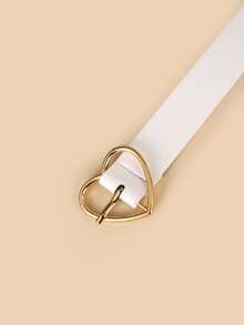 1pc Plus Size Gold Heart Buckle Belt (With 1 Hole Puncher Included) - White - View 3