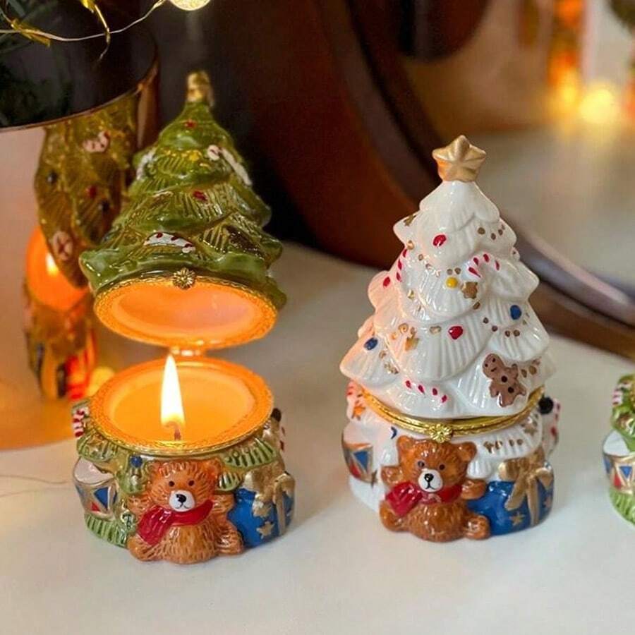 Christmas Bear Wishing Tree, Suitable As Decorative Ornament, Decorative Incense Burner, Christmas Decorative Candle Holder, Jewelry And Small Item Storage Box, Ideal As Christmas Or Birthday Gift For Friends And Partners