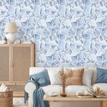 1 卷 - 可移除装饰防水接触纸 - 几何蓝色海洋设计 - 适用于卧室、浴室、橱柜、家居装饰