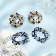 MAGICALCUTDIE 1box 4pcs 2 Styles Flower Brass Rhinestone Shoe Decorations Detachable Shoe Buckle Clips Capri Blue 49~54x56~63x10~14mm 2pcs/Style - Nhiều màu - Xem 4