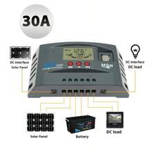 100A MPPT 太阳能充电控制器 12V 24V LCD 显示屏 30-100A 电池智能调节器最大 46V 输入双 USB 适用于铅酸/锂电池，太阳能电池板和电池的自动太阳能充电器