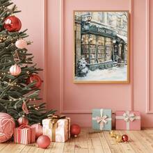 1 pezzo, Tela con cornice, Stampa artistica di una libreria invernale a New York, Stampe per angolo lettura, Decorazioni natalizie per amanti dei libri, Regali per amanti dei libri, Stampe di librerie, Per decorazioni natalizie, Decorazioni per camera da letto, Decorazioni per bagno, Decorazioni per sala da pranzo, Decorazioni per cucina, Decorazioni per soggiorno, Decorazioni per ufficio, Decorazioni natalizie per la casa - Multicolore - Visualizzare 8