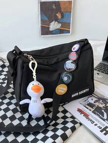 Túi đeo chéo nam chất liệu nylon chống thấm nước đa năng thường ngày hoạt hình có dây đeo vai và huy hiệu miễn phí Túi đeo chéo cho kỳ nghỉ hè Túi đi học đa năng cho học sinh đi làm Túi xách thời trang Túi đeo chéo mùa thu Túi Old Money Giáng sinh Lễ Tạ ơn Túi Tote Túi đeo hông Túi tập thể dục Đi bộ đường dài Mùa đông Dung tích lớn Đa năng Thời trang ngoài trời thường ngày Túi đeo hông Quà tặng Túi đen Đồ dùng thiết yếu cho kỳ nghỉ Túi đeo chéo cắm trại Túi trở lại trường Túi đeo chéo - màu đen - Xem 8