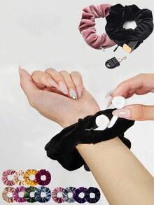 1/3/5pcs Valentine's Day Storage Bag, Hair Loop, Money Hiding Headband, Multifunctional, Hidden, Portable Pocket For Personal Money - Black - View 3