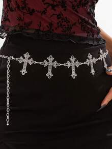Gothic Style 1pc Fashionable Punk Star Cross Butterfly Chain Belt, Suitable For Women To Wear At Halloween Parties - Waist Chain - View 2
