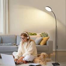 Yogle Moderne einstellbare Gooseneck Stehlampe, 3 Farbtemperaturen, 3 Helligkeitsstufen, USB-betrieben, Schaltersteuerung, Kunststoffschirm, für Schlafzimmer, Wohnzimmer, Büro-Lesen - ohne Batterie