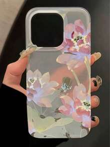 花朵 1 件花卉图案半透明磨砂 TPU 手机壳适用于 16 15 14 13 12 11 Pro Max 防水防震防摔防刮