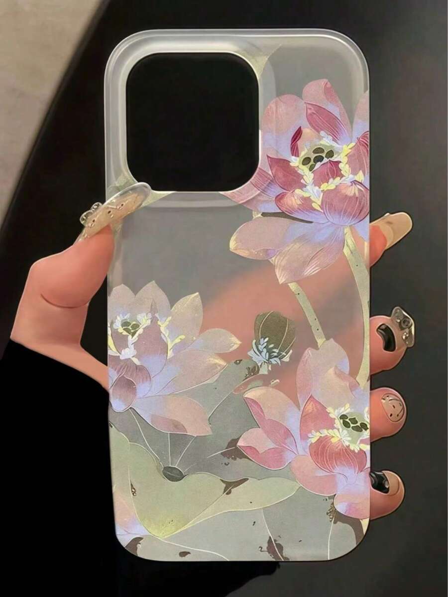 花朵 1 件花卉图案半透明磨砂 TPU 手机壳适用于 16 15 14 13 12 11 Pro Max 防水防震防摔防刮