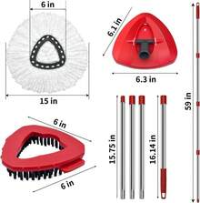 Spin Mop & Shower Floor Scrubber,O Cedar Spin Mop 1-System,Microfiber Mop Replace Easy Cleaning Floor Mop2025 - 4個拖把頭+1個刷子+1個底座 - 查看 4