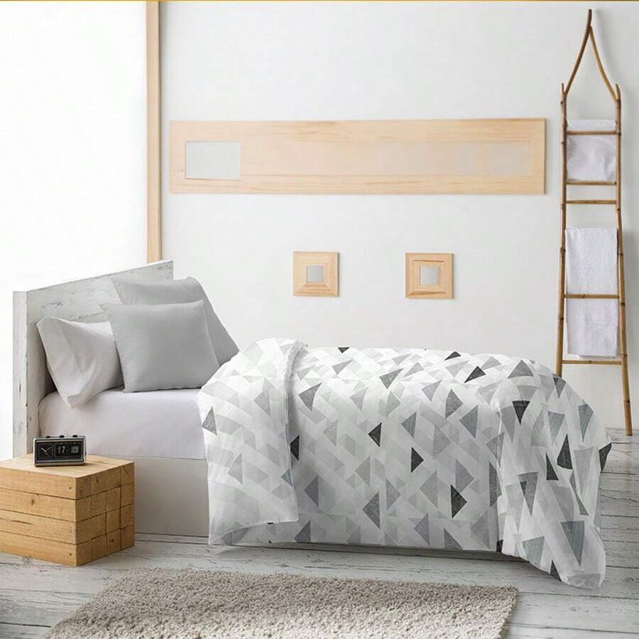 Nordic Winter Duvet, Reversible Printed Quilt With Microfiber, Soft Duvet, Size 180 X 260/230 X 260 Cm, For 90/105/135 And 150 Cm Wide Beds, Various Patterns Available (Without Pillow) - 幾何灰色 - 查看 1