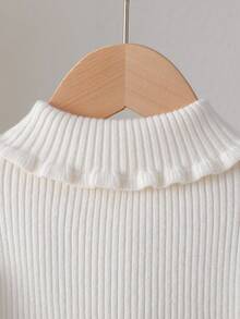 Young Girl' Winter High Collar Pullover Sweater - White - View 4