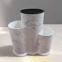 1pc Universal Knife Holder, 3-In-1, Kitchen Utensil Rack, Knife Storage Rack, Empty Knife Slot, Large Kitchen Tool, Black Brushed Multi-Function Kitchen Utensil Rack For Knives, Chopsticks, And More - Space Saving Kitchen Gadget - 3-in-1 White Brushed - View 7