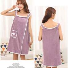 1 pieza Falda toalla de baño contemporánea - Super absorbente, de secado rápido, de felpa de coral, de poliéster, solo lavado a mano, tela de punto con tema fantástico para familia, exterior, spa, sauna - Toallas de ducha de regalo de Navidad para salón de belleza, hotel, deportes, artículos esenciales para el hogar, toalla, cuidado de la piel