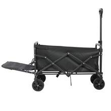 Carrito vagón plegable portátil multiusos con capacidad de 120 Kg color negro, Carrito Plegable de Jardín Portátil Manija Ajustable Ideal para Playa, Camping y Compras Pesadas - Negro - Ver 4