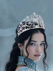 1pc Fashionable & Elegant Christmas Birthday Party Crown - 4367 Silver - View 3