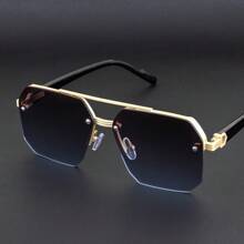 نظارة طراز الطيار ذات الجسر المزدوج بطراز رجعي، مناسبة للشاطئ والتصوير والتنزه والسفر والاستخدام اليومي، إطار معدني قطعة واحدة