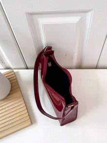 1 件 PU 时尚漆皮安卡拉红色腋下包，纯色简约轻奢单肩包，拉链单肩包，纯色手提包，晚宴包，非常适合女士、女孩、情人节、礼物、通勤、购物、婚礼派对、晚会。