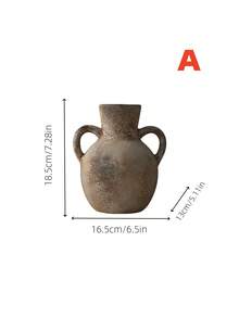 1 Stück Keramik Vintage Wabi-Sabi Stil kurze dicke rustikale Vase, geeignet für japanischen Stil Gasthaus Kunst Dekoration, Bauernhaus Innenraum Blumenarrangement, elegante Eingangsbereich Vase Dekoration, Heimdekoration, Raumdekoration, Glasvase - Mehrfarbig 3 - Übersicht 14