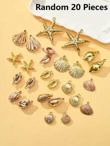 5/20pcs/10pcs 18-20mm Fashion Charm Natural Shell Electroplated Gold Oval Pendant Beads, Summer Ocean Shell Pendant, Loose Spacer Beads For Bracelet Necklace Jewelry Making DIY Craft Accessories