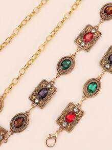 1件装女士腰带，新娘腰链，优雅闪亮波西米亚风彩色宝石纹理腰链，搭配连衣裙、礼服、婚礼、派对、节日秋季、万圣节 - A - 查看 4