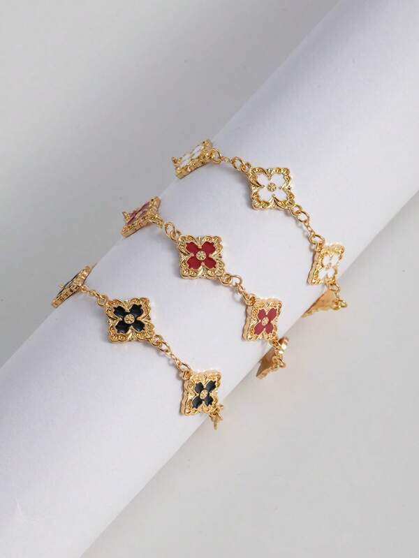 1 pièce Bracelet élégant à trèfle à quatre feuilles porte-bonheur pour dame, design de luxe polyvalent, cadeau pour la Saint-Valentin, maman, mère, fête des mères