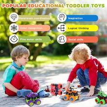 4pcs Friction-Powered Monster Trucks For Youngsters 3+ | Push & Go, Double-Direction Inertia Cars With 360° Rotation | Durable Pull Back Vehicle Set - Perfect Birthday Gift