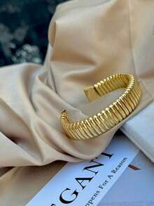 1 Piece Stylish Geometric Zinc Alloy Bracelet With Square And Circular Shape, Street Style And High-End, Exaggerated And Minimalist, Abstract And Vintage - Vàng - Xem 2