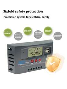 100A MPPT 太阳能充电控制器 12V 24V LCD 显示屏 30-100A 电池智能调节器最大 46V 输入双 USB 适用于铅酸/锂电池，太阳能电池板和电池的自动太阳能充电器