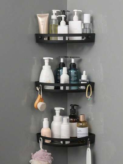 Corner Shower Caddy, PP Material Bathroom Storage Rack, Indoor Shower Shelf, Shampoo Holder For Shower Wall, Kitchen Bathroom Storage Box, Shower Basket, Space-Saving Triangular Corner Shelf - Durable Wall-Mounted Bathroom Shampoo, Body Wash And Cosmetics Storage Rack - Easy Installation, Non-Slip Design, Bathroom Accessories