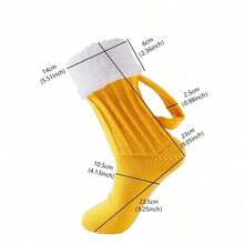 Bright Yellow Beer Socks - Mid-Calf Warm Design With Loop, Fun Party Outfit, Funny Creative Socks, Holiday Accessories