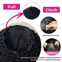 Half Wig Human Hair Kinky Curly 3 In 1 Wigs Beginner Friendly Flip Over Drawstring Glueless Wig Kinky Curly Ready To Go Clip In Wigs Natural Color For Women - Natural Black - 查看 4