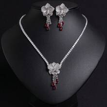3pcs Silver Tone Elegant Floral Shaped Earrings & Necklace Jewelry Set, Suitable For Women's Daily, Festival, Party Wear, Gift (Multi-Color Available)