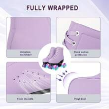 Gets Unisex Double-Row Roller Skates, Adjustable Roller Skates-The Perfect Indoor And Outdoor Skates For Beginners And Enthusiasts, Comes With A Shoe Bag - Deep Purple Flash Wheel - View 4