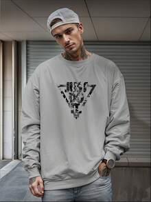 Men's Crew Neck Thick Sweatshirt With Straight Fit For Winter And Mid-Season