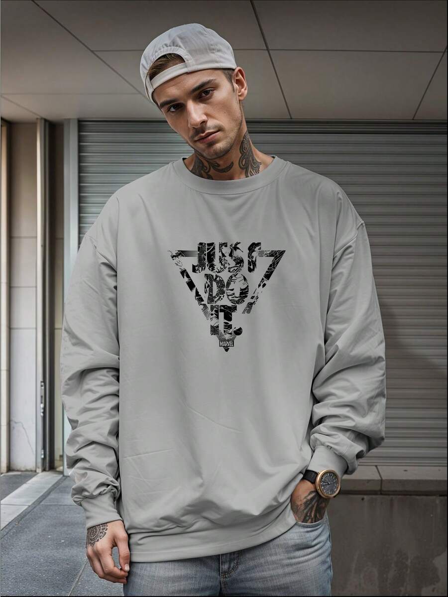 Men's Crew Neck Thick Sweatshirt With Straight Fit For Winter And Mid-Season