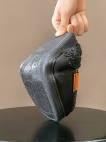 Pantuflas de hombre con diseño de parches de piel, para interior/exterior, cálidas, antideslizantes, duraderas, color negro, para invierno - Negro - Ver 6