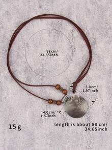 1 chiếc vòng cổ kim loại hình học xoắn ốc đính hạt dành cho nữ, dây chuyền áo len cổ điển - Chỉ thương hiệu + hạt màu lạc đà - Xem 4