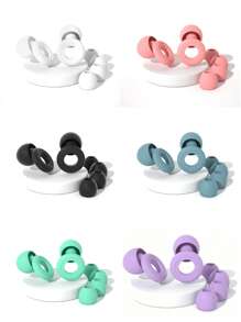 6 Sets - Reusable Silicone Earplugs For Sleeping And Swimming - 35dB Noise Reduction, With 2 Pairs Of Ear Caps, Suitable For Snoring, Studying, Concerts And Hearing Protection