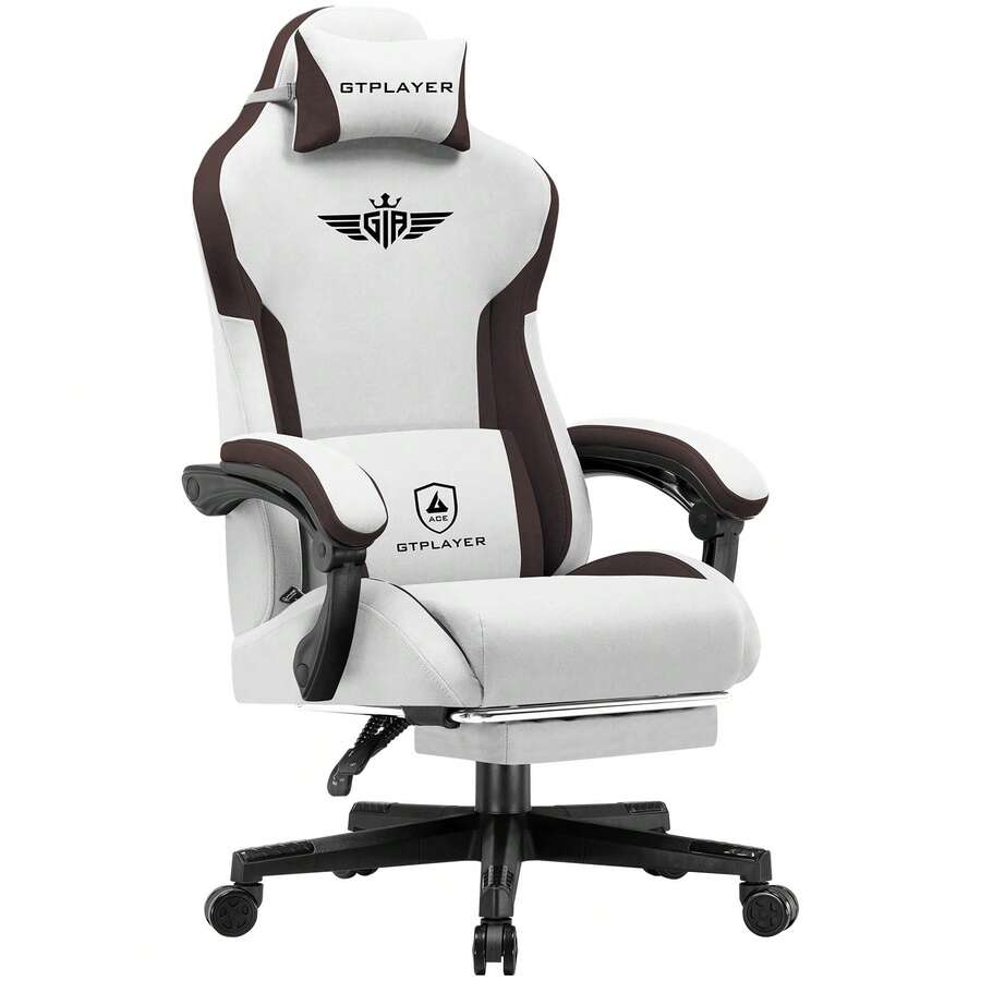 GTPLAYER Gaming Chair, Ergonomic Gamer Chair Made Of Fabric With Lumbar Support, PC Chair With Wide Backrest, Load Capacity Up To 150 Kg - Brown - View 1