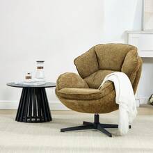 Chairus Lounge Chair Swivel Armchair Living Room Chenille Upholstered Wingback Chair Bedroom Modern Armchair Cocktail Chair - 黃色 - 查看 1