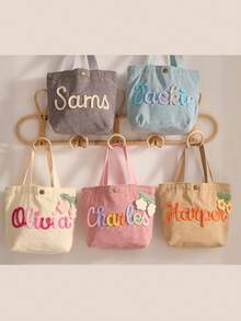 1pc Customized Name Handbag, Personalized Handbag, Baby Shower Gift, Children's Handbag, Customized Gift, Travel Handbag, Customized Child's Name Exclusive Handbag,Bags & Luggage,2025 Halloween Accessories,Large Capacity,New Year Glamour