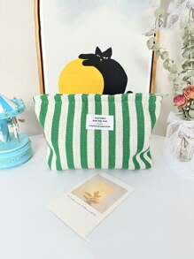 1Pc Stripe Canvas Makeup Bag Stripe Cosmetic Bag Waterproof Women'S Cosmetic Bag Portable Canvas Travel Toiletries Storage Bags Makeup Case Clutch Purse Handbags Small Bag Storage Makeup Case,Travelling Bags For Ladies,Pencil Case Daily Big Large Capacity Makeup Brushes Travel Toiletry Bag Organizer Make Up Bag Makeup Bag Storage Makeup Organizer Makeup Case Makeup Travel Toiletry Organizer Essentials Gifts Storage Zipper Accessories Nail
