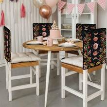 1 Stück/4 Stücke/6 Stücke/10 Stücke Mond & Sternenhimmel, Grünes Blatt & Blumenmuster Kurz-Plüsch Stuhlbezug, abnehmbarer Kurz-Plüsch Material Stuhlschutz Überzug, geeignet für alle Jahreszeiten, Feiertags-Dekoration, für Esszimmer, Wohnzimmer, Haushaltsstühle, mit Rückenschutz, passend für Esszimmer, Büro, Wohnzimmer, Hotel und Heimdekoration