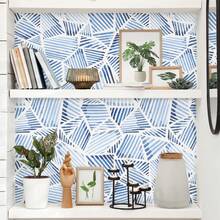 1 卷 - 可移除装饰防水接触纸 - 几何蓝色海洋设计 - 适用于卧室、浴室、橱柜、家居装饰