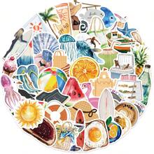 50PCS Summer Stickers Beach Stickers Tropical Stickers Pool Stickers Vacation Stickers Happy Stickers Cartoon Stickers Vinyl Waterproof Stickers For Journaling Computer Scrapbook Luggage Water Bottle Phone - Multicolor - View 2