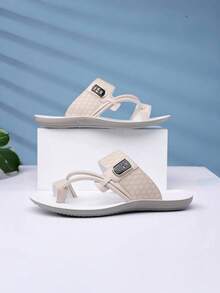 Men's Summer New Breathable Anti-Slip EVA Thin Sole Sandals, Fashionable Casual Strap Beach Slippers - Beige - View 6