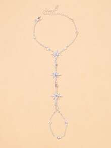 1pc Women's Shiny Star Bracelet With Rhinestones, Suitable For Daily Wear, Parties, And Travel - Silver - View 2